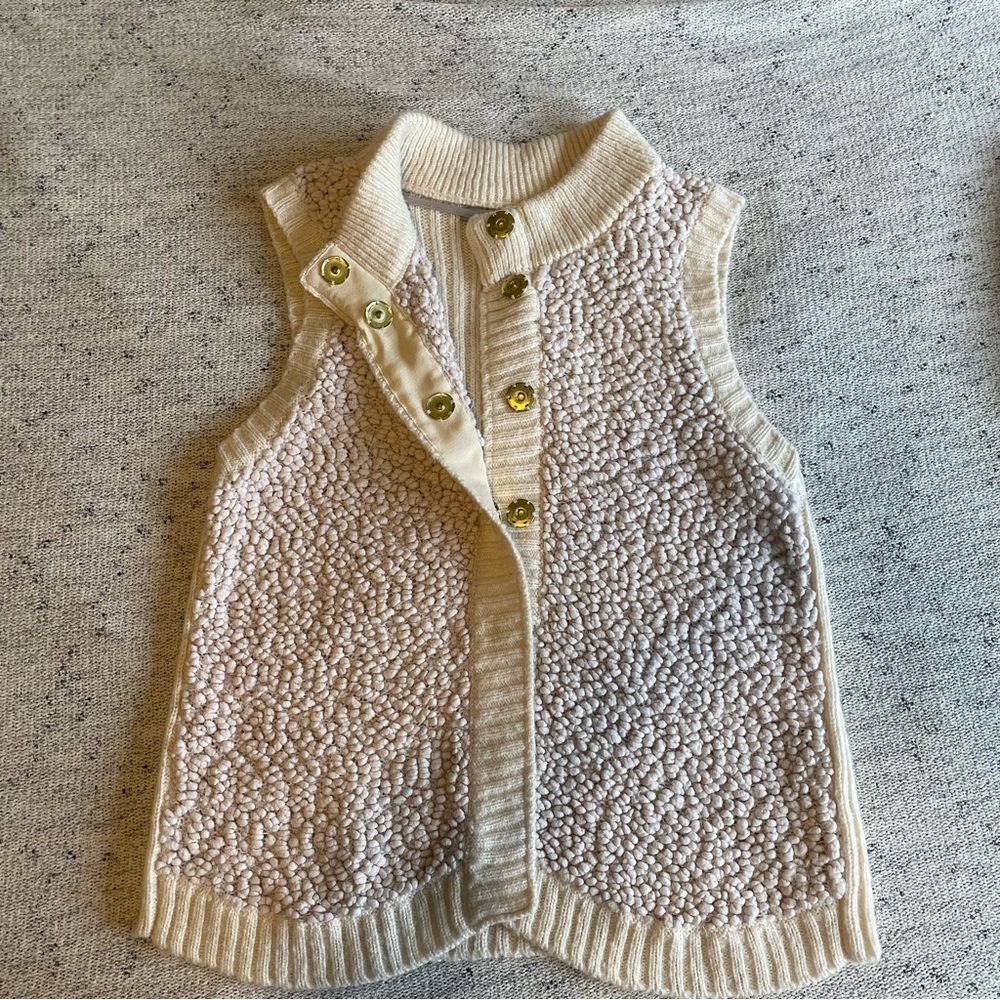 Marc New York Ivory Sherpa and Brass button super soft knit Vest XL
